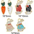thumbnail image 1 of U8MO 6 Alice in Wonderland Charms White Rabbit Pendants Enamel Carrot Gold Findings, 1 of 1