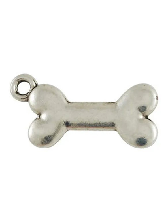 6 Dog Bone Charms Antiqued Silver Bone Charms Animal Charms Bone Pendants 22mm