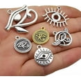 thumbnail image 1 of U8MO 6 Eye of Horus Pendants Egyptian Charms Assorted Lot Antiqued Silver Gold Mix, 1 of 1