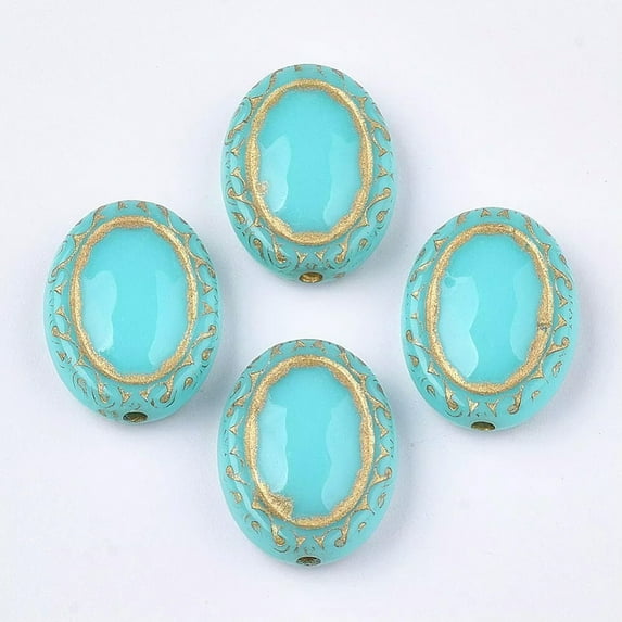 U8MO 6 Large Oval Focal Beads 18mm Gold Acrylic Jewelry Making Findings Big Beads
