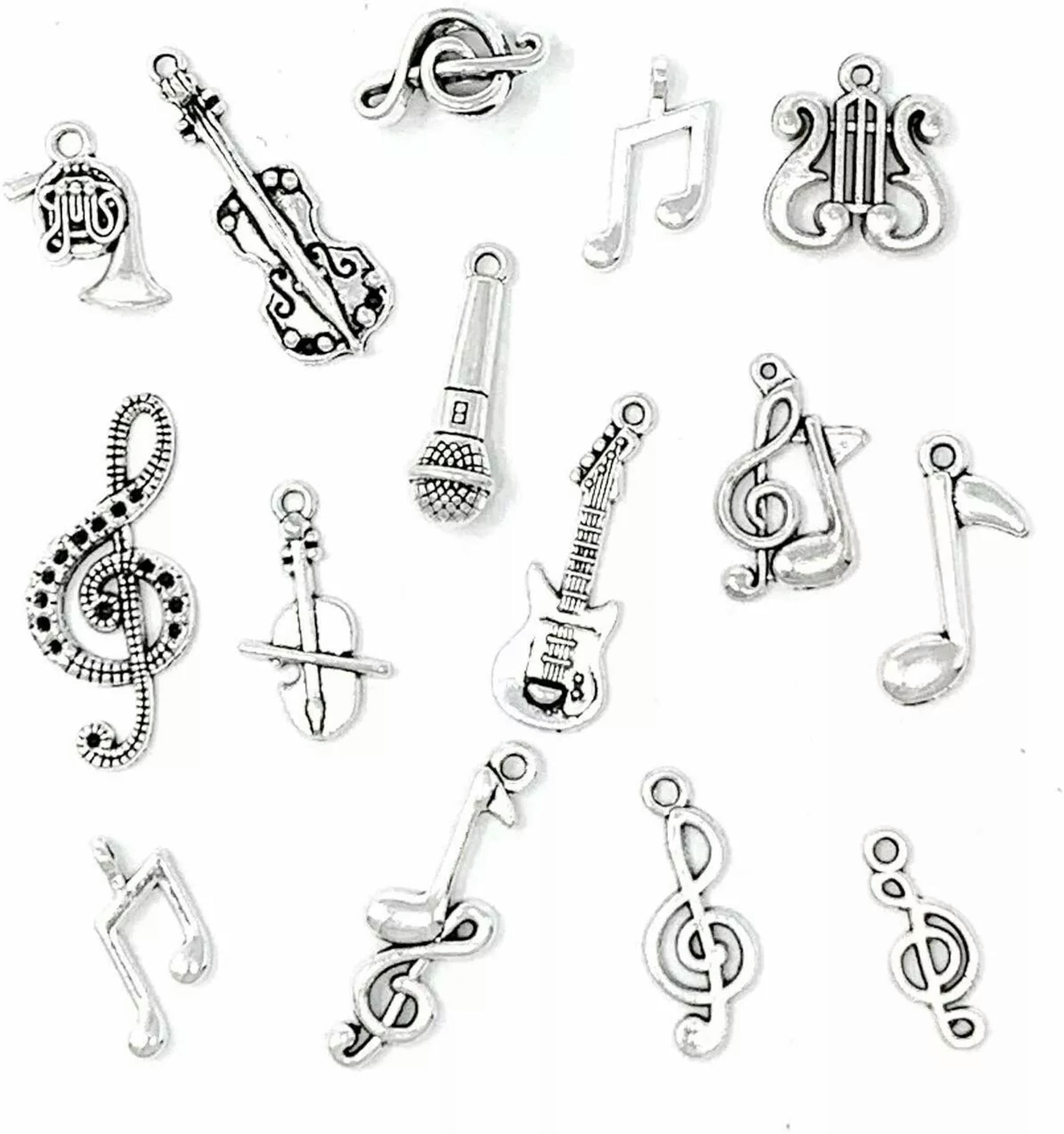 Note Charms U8MO 6 Music Note Charms Antique Silver Musician Pendants Singer ...