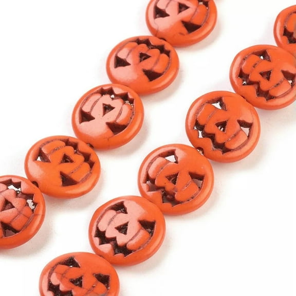 U8MO 6 Pumpkin Beads Orange Acrylic Halloween Fall Findings Jack O Lantern Howlite