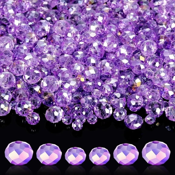 U8MO 600 Purple Rainbow Beads Rondelle BULK Spacers Jewelry Making Electroplated