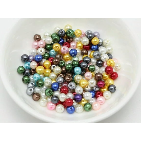 U8MO 600pcs Mixed Colour Loose Smooth Round Glass Pearl Beads 4mm Mini Spacer Beads
