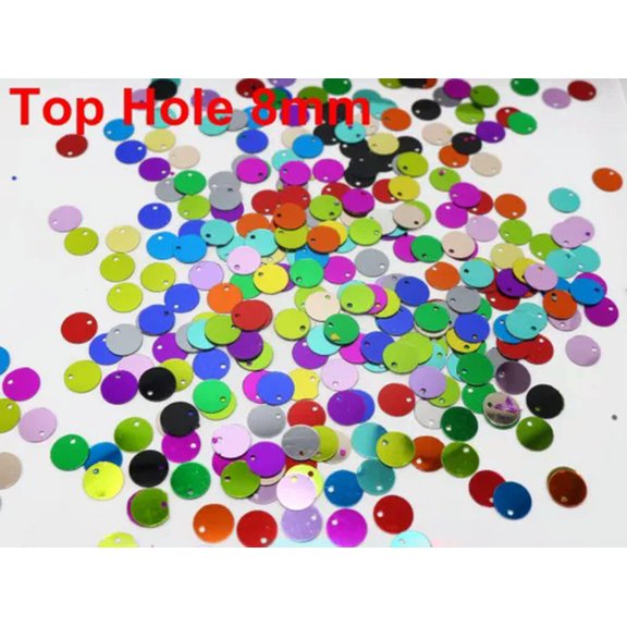 U8MO 60Gram Mixed Color Flat Round Top Hole loose sequins Paillettes 6mm-20mm Sewing-3000pcs 8mm