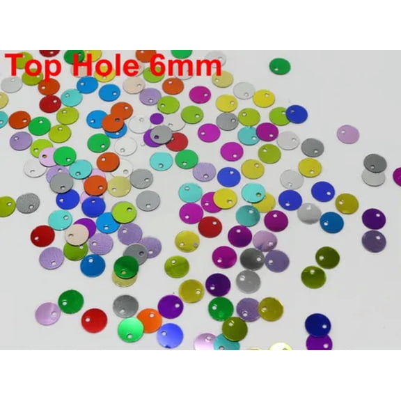 U8MO 60Gram Mixed Color Flat Round Top Hole loose sequins Paillettes 6mm-20mm Sewing-5000pcs 6mm