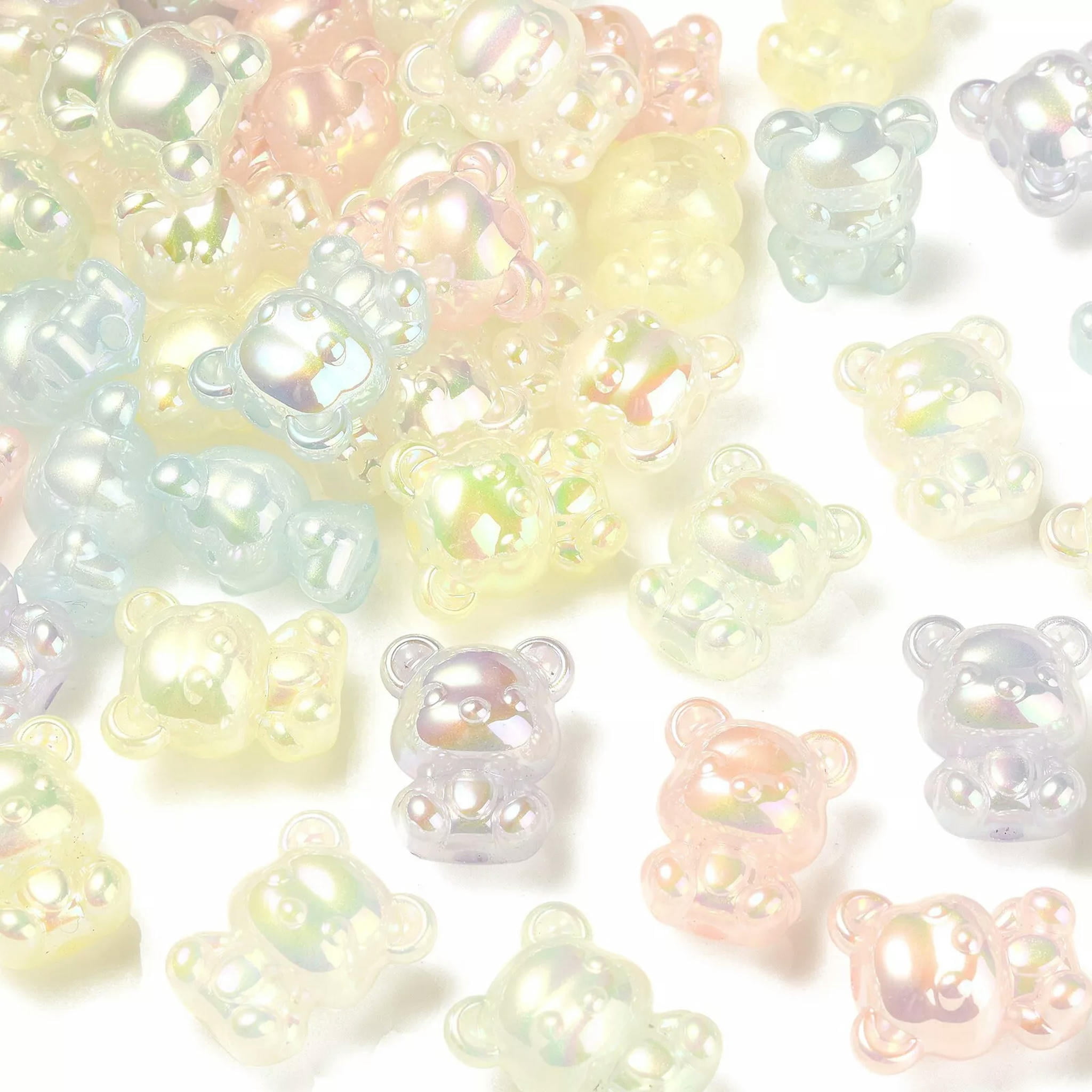 U8MO 60x Acrylic Animal Bear Beads for Jewelry Making Bracelets Necklace Hair Onament