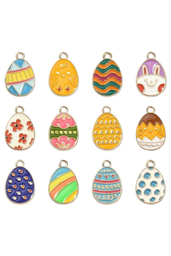 60x Enamel Easter Easter Egg Charms Pendants for Jewelry Making DIY Craft