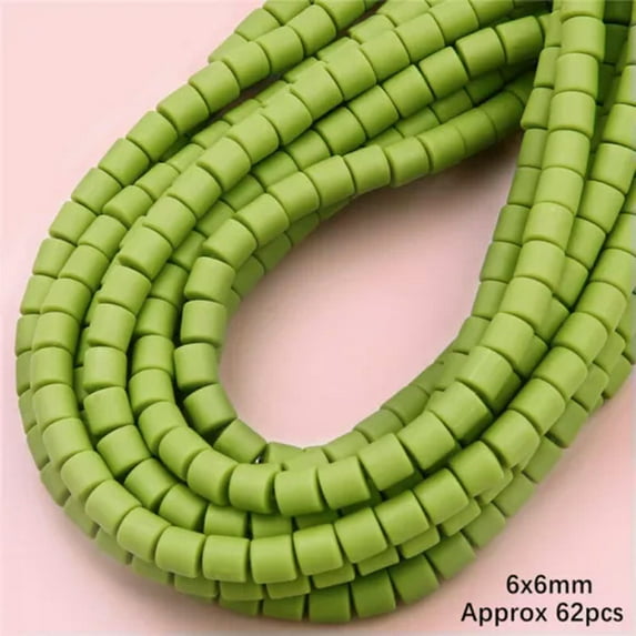 U8MO 62pcs 6x6mm Cylinder Polymer Clay 38cm Strand Beads Lot For Jewelry Making-Green