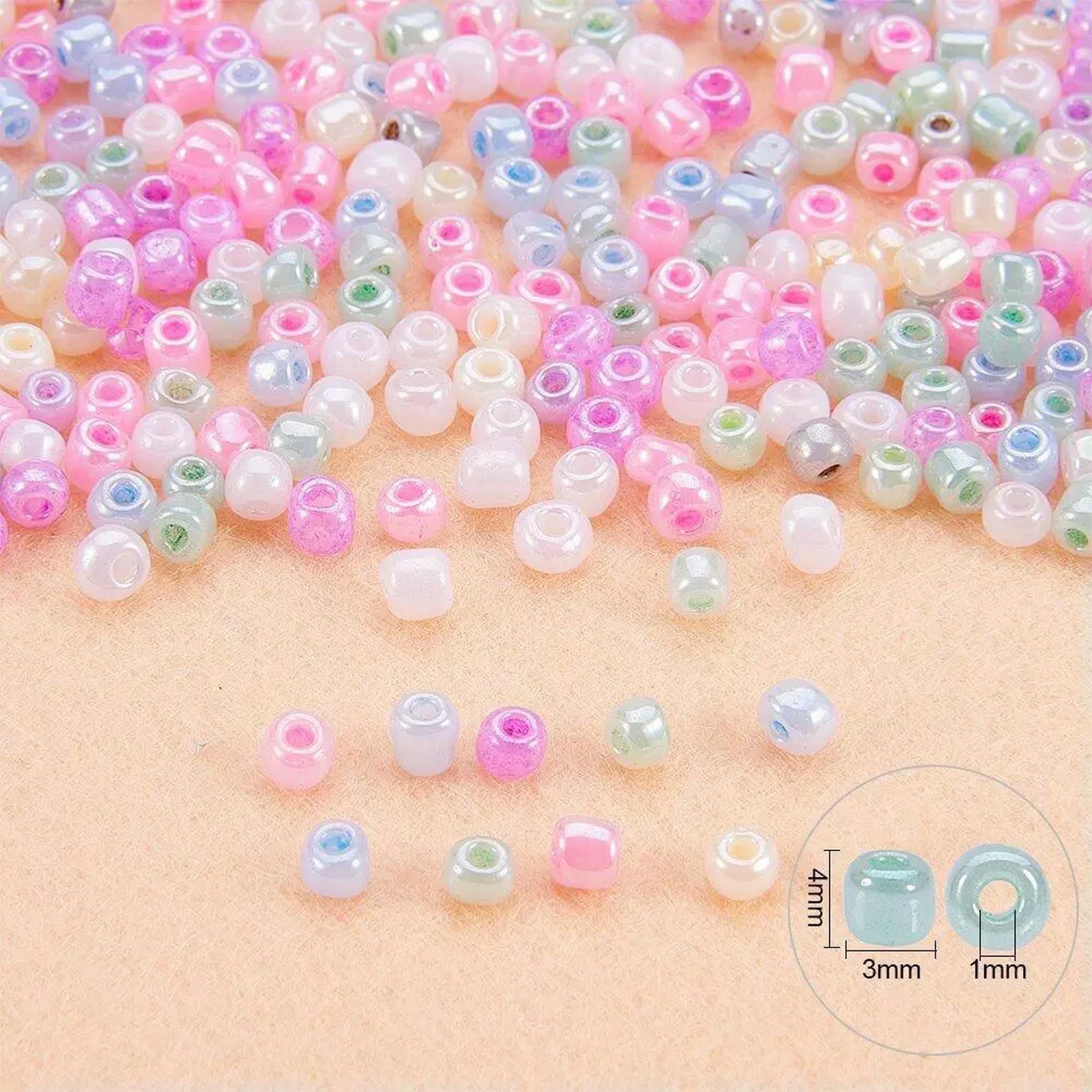 U8MO 6500pcs 6/0 Ceylon Pearl Luster Round Glass Tiny Beads Smooth Loose Spacer 3x4mm