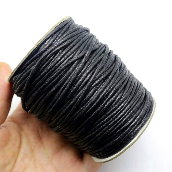 U8MO 66 Yards/Roll Black Waxed Cotton Cord Beading String Thread 2mm Necklace Rope