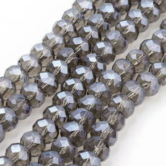 U8MO 68pcs Glass Faceted Rondelle Beads Pearl Luster Plated Mini Loose Spacer 8x6mm-DarkGray