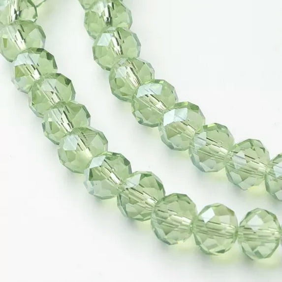 U8MO 68pcs Glass Faceted Rondelle Beads Pearl Luster Plated Mini Loose Spacer 8x6mm-LightGreen