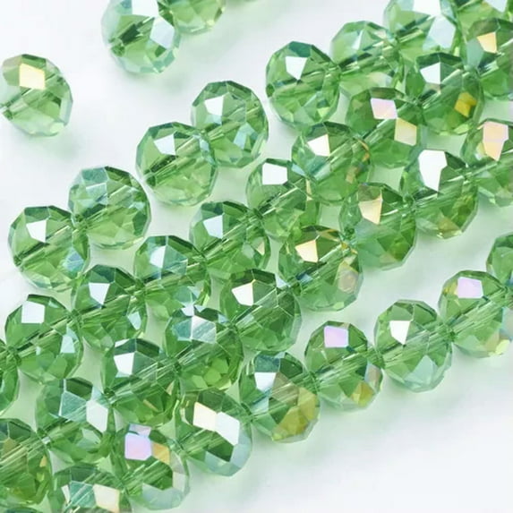 U8MO 68pcs Glass Faceted Rondelle Beads Pearl Luster Plated Mini Loose Spacer 8x6mm-LimeGreen