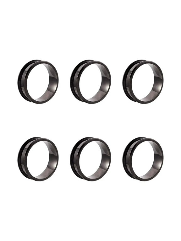 6pcs Blank Stainless Steel Grooved Finger Ring Settings for Inlay Ring 17~22mm