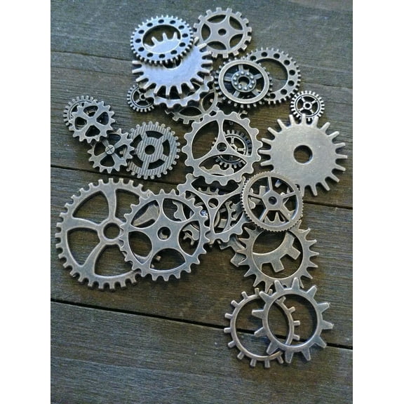 U8MO 70 Clock Gears Cogs Parts Antiqued Copper Metal Steampunk Supplies Assorted Lot