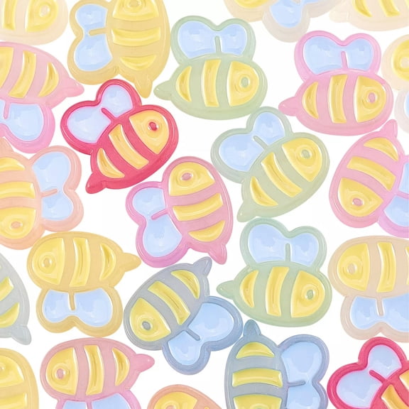 U8MO 70x Acrylic Frosted Honeybee Beads Spacer for Hairband Hair Ties Jewelry Making