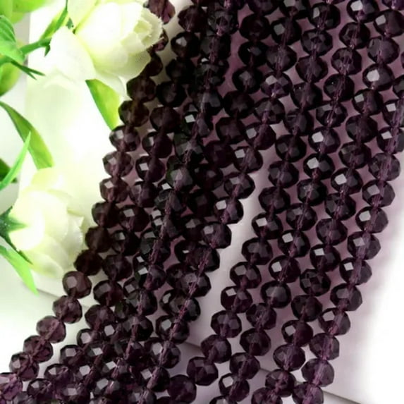 U8MO 72pcs Faceted Rondelle Beads Crystal Glass Beads 6X8mm Color for Choice-Purple