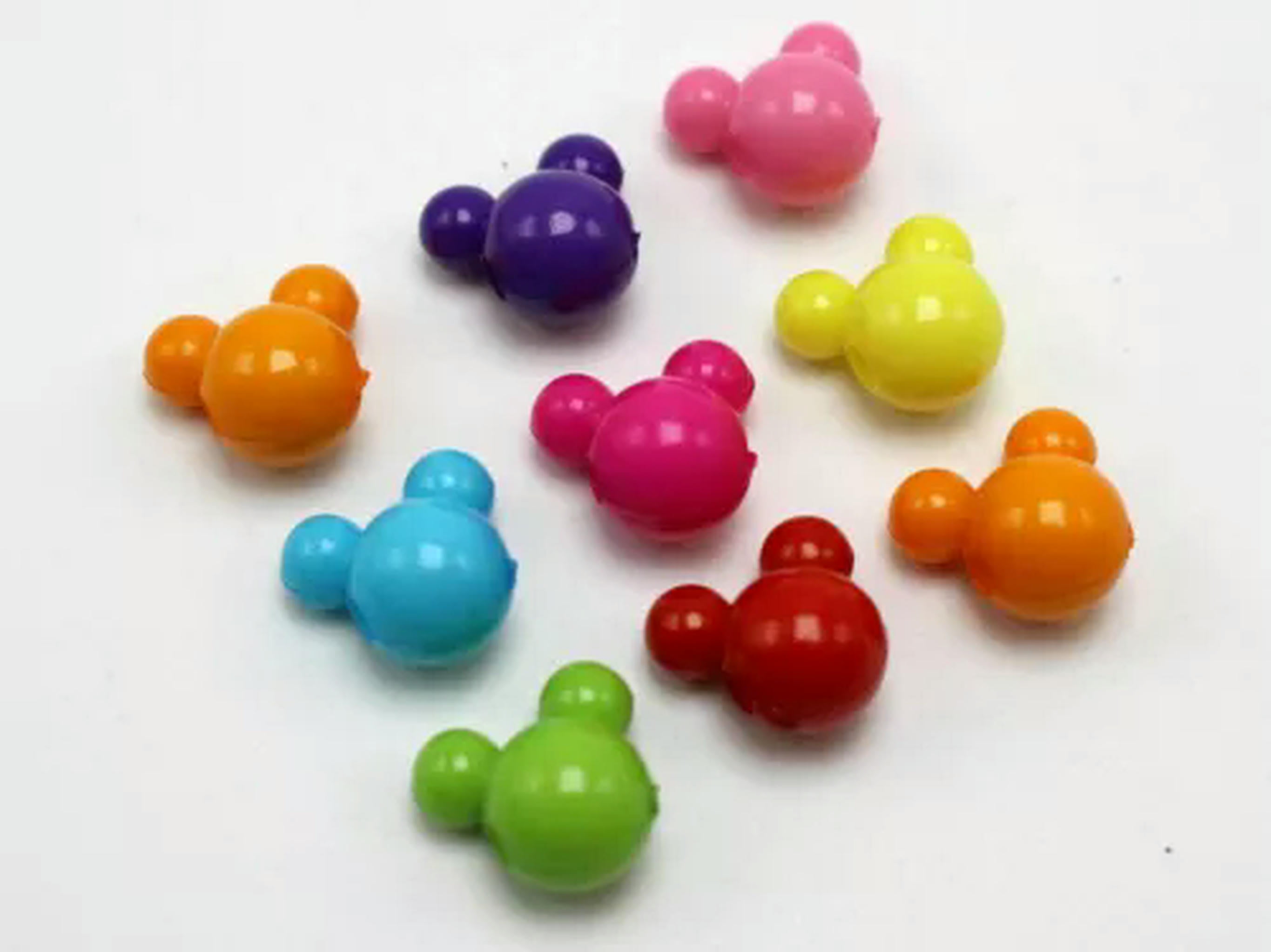 U8MO 750pcs Mixed Color Various Style Acrylic Mouse face Beads 12mm Jewelry Making-Mixed Bright Color