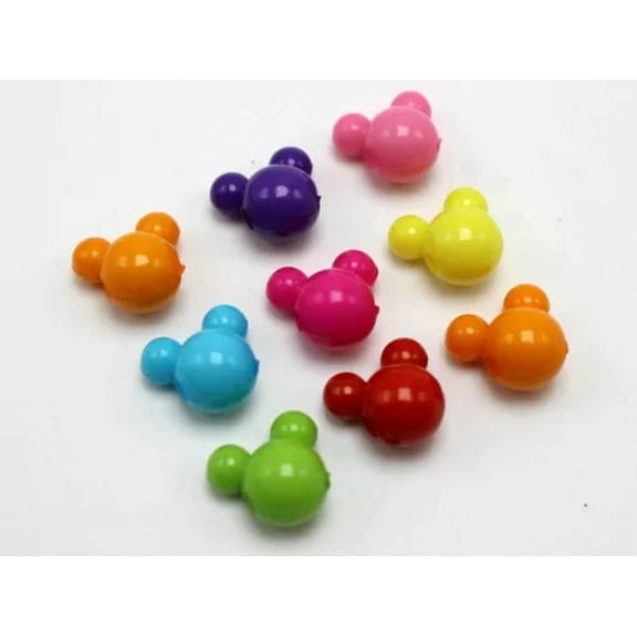 U8MO 750pcs Mixed Color Various Style Acrylic Mouse face Beads 12mm Jewelry Making-Mixed Bright Color
