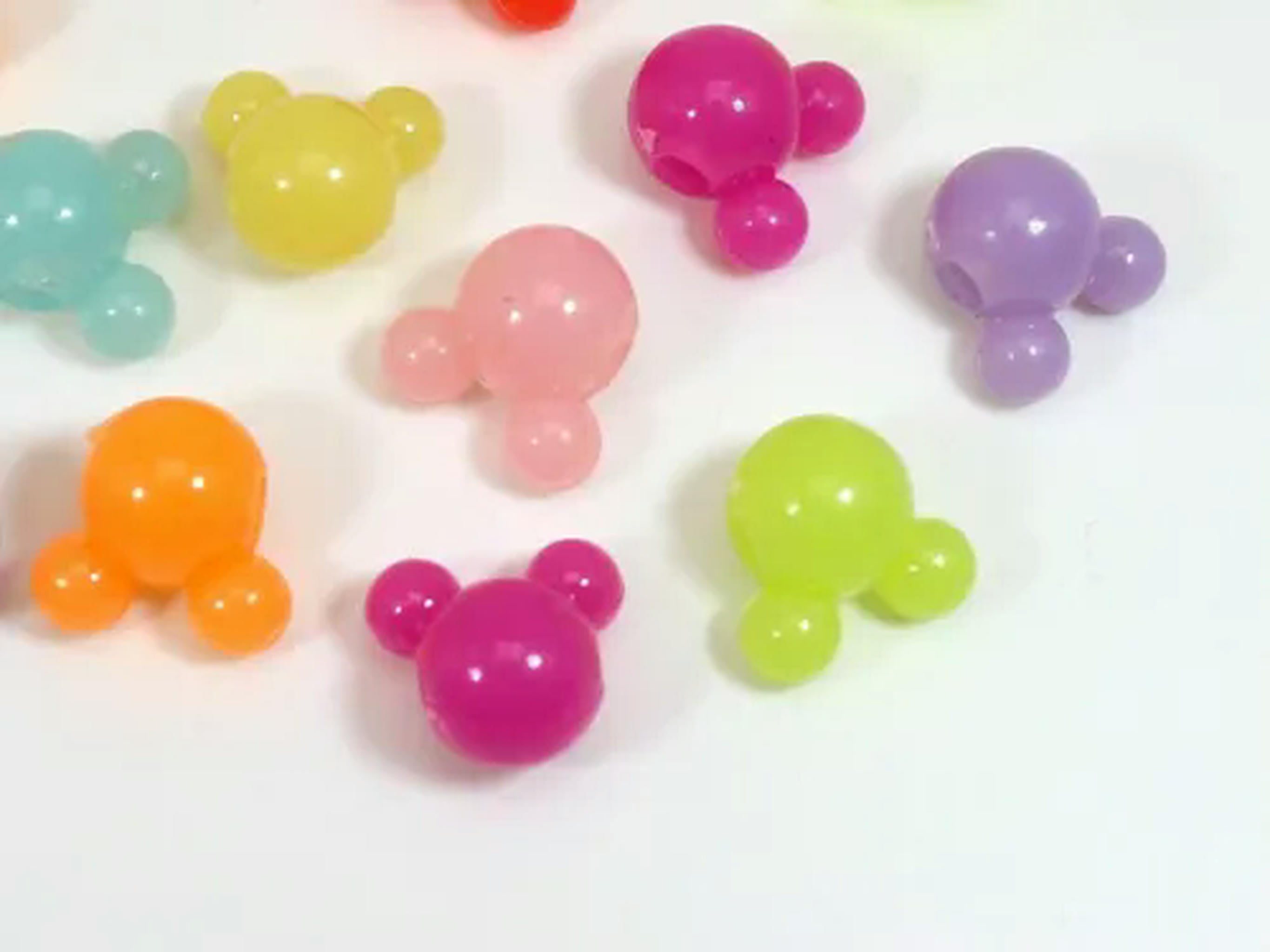 U8MO 750pcs Mixed Color Various Style Acrylic Mouse face Beads 12mm Jewelry Making-Mixed Jelly Color
