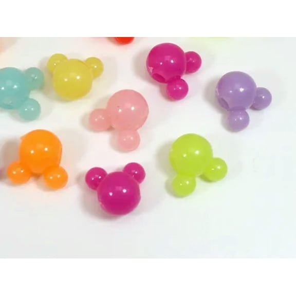 U8MO 750pcs Mixed Color Various Style Acrylic Mouse face Beads 12mm Jewelry Making-Mixed Jelly Color