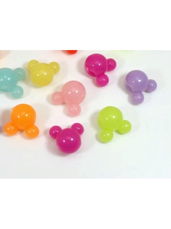 750pcs Mixed Color Various Style Acrylic Mouse face Beads 12mm Jewelry Making-Mixed Jelly Color