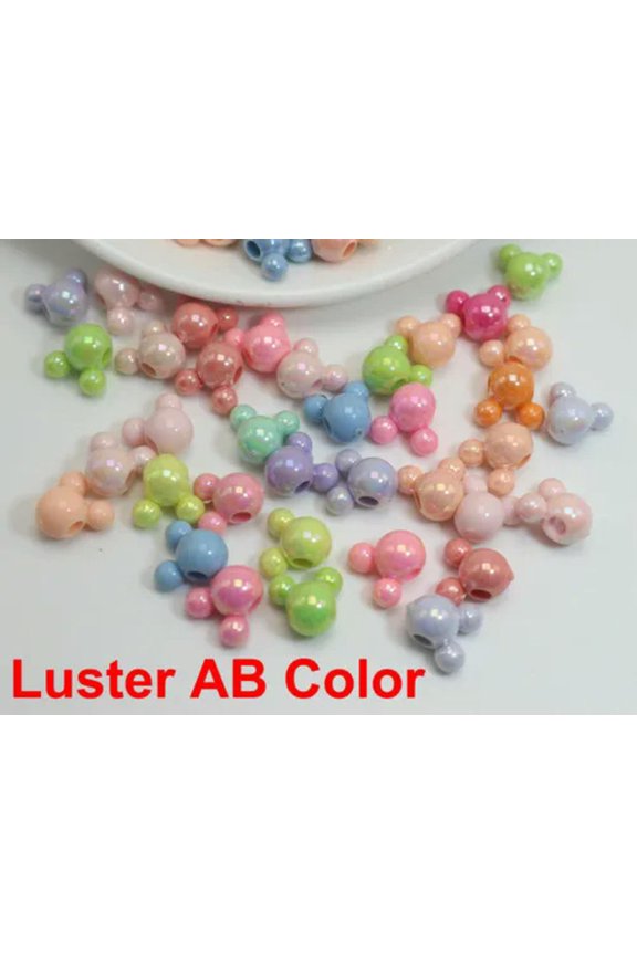 750pcs Mixed Color Various Style Acrylic Mouse face Beads 12mm Jewelry Making-Mixed Luster AB Pastel Color