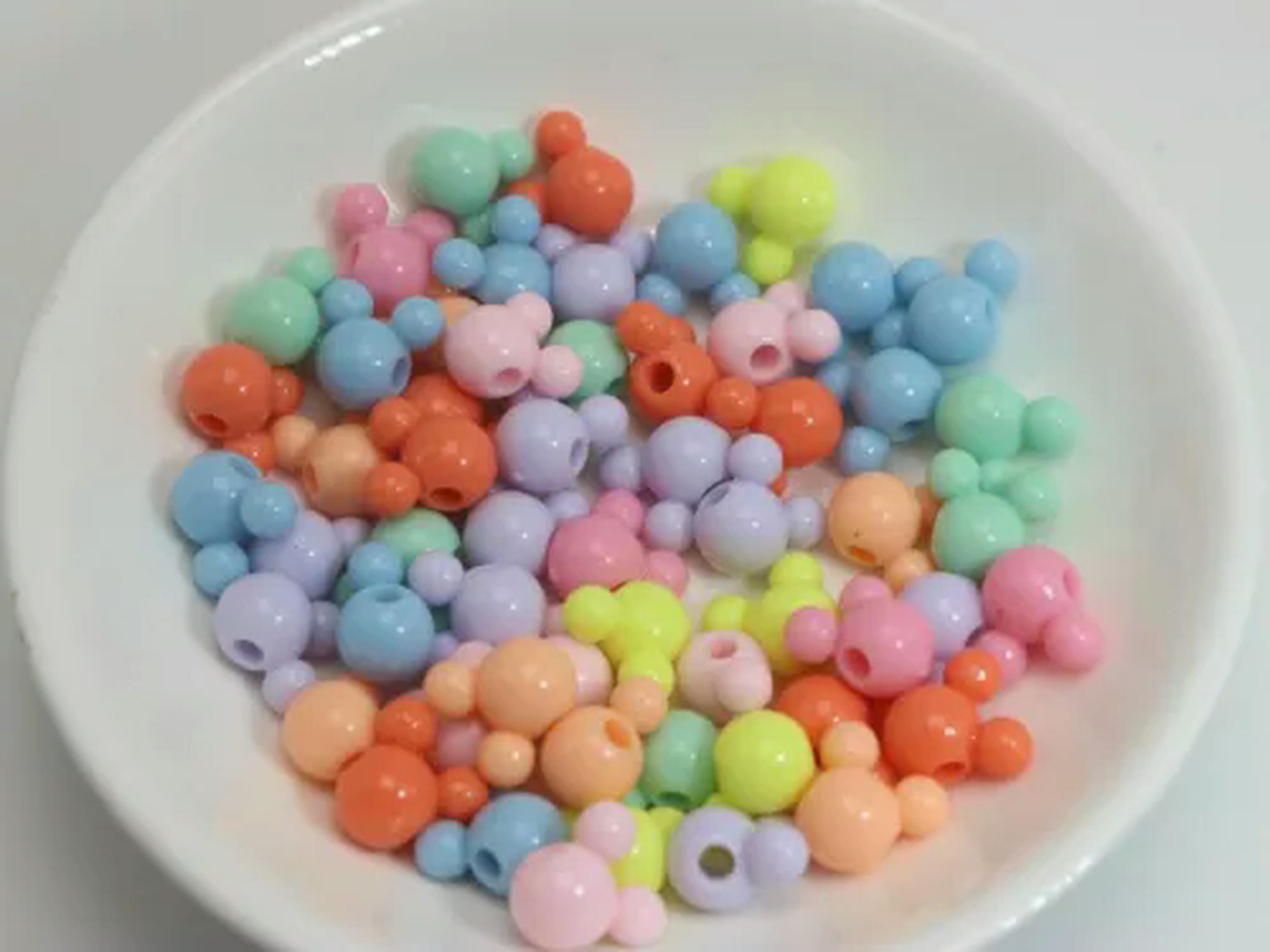 U8MO 750pcs Mixed Color Various Style Acrylic Mouse face Beads 12mm Jewelry Making-Mixed Pastel Color