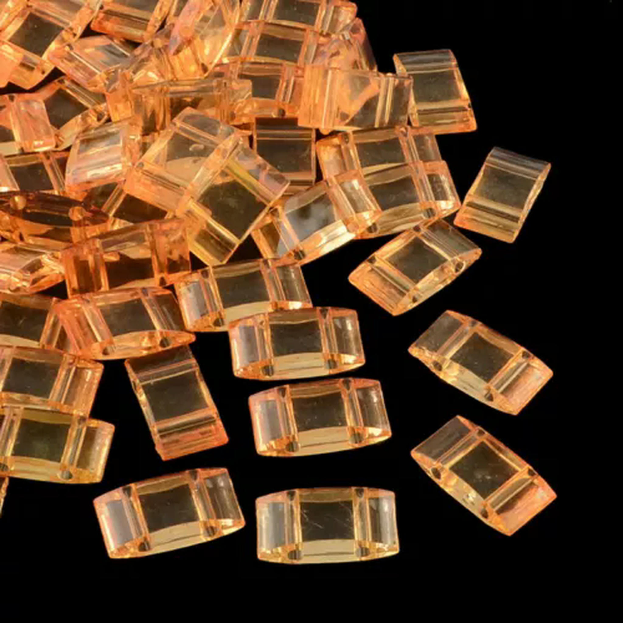 U8MO 780pcs/500g Acrylic Carrier Beasd Rectangle 2-Hole Peyote Jewelry Bases 17x9mm-Orange