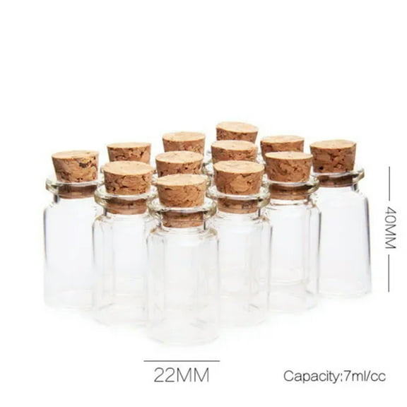 U8MO 7ml Cork Stopper Glass Vial Jars Containers Bottle Drift Bottle DIY Pendant-5pcs