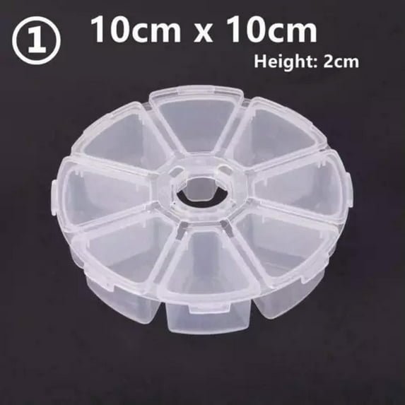 U8MO 8/10/15/24/36 Removable Compartment Bead Storage Plastic Box Organizer Container-1# Round 8 Grids