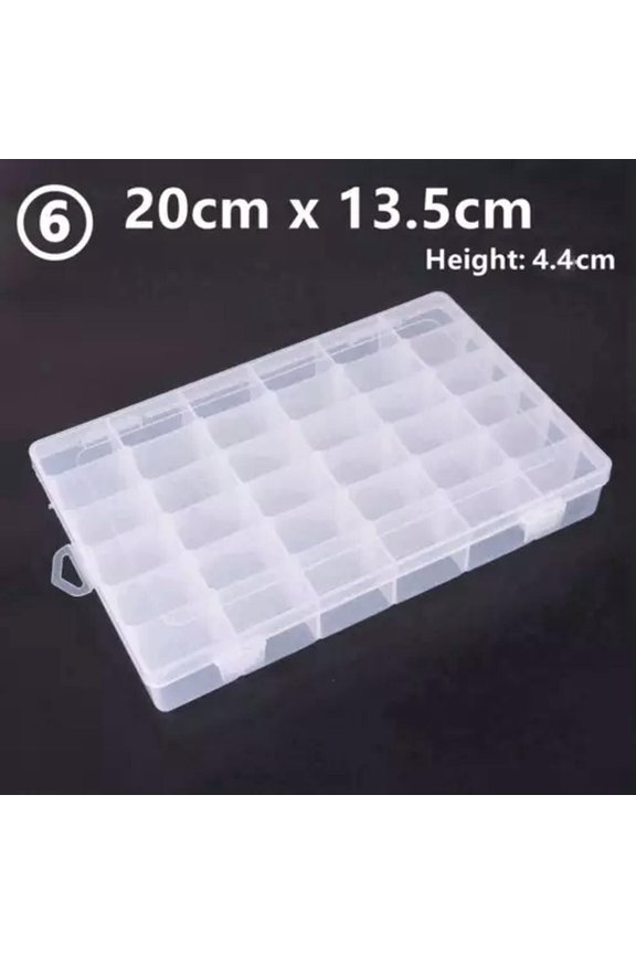 8/10/15/24/36 Removable Compartment Bead Storage Plastic Box Organizer Container-6# 36 Grids