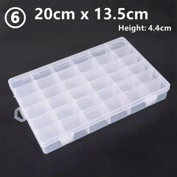 U8MO 8/10/15/24/36 Removable Compartment Organizer Container Bead Storage Plastic Box-6# 36 Grids