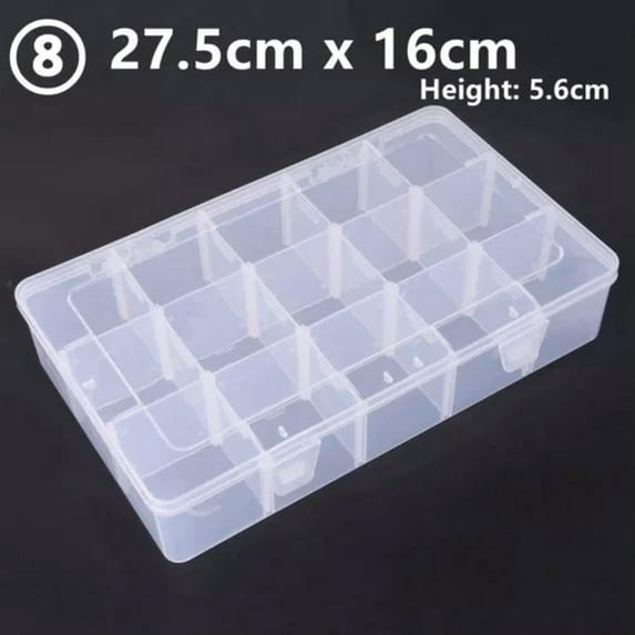 U8MO 8/10/15/24/36 Removable Compartment Organizer Container Bead Storage Plastic Box-8# Big 15 Grids