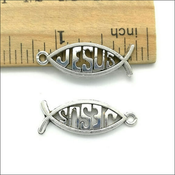 U8MO 8/20/100pc Jesus Fish Antique Silver Charms Pendants Jewelry Making DIY 27*9mm-20pcs