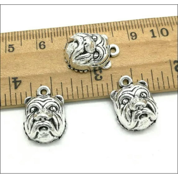 U8MO 8/20/50X Bulldog Dog head Antique Silver Charms Pendants Jewelry DIY 18*13mm-8pcs