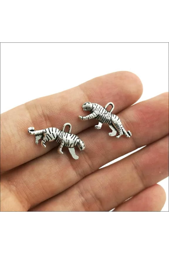 8/30/60/100pc Jewelry Making DIY lovely tiger alloy charms pendants 10x22mm-ancient silver-8pcs