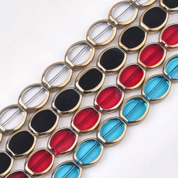 U8MO 8 Electroplated Glass Beads 17mm Assorted Lot Mixed Large Jewelry Supplies Oval