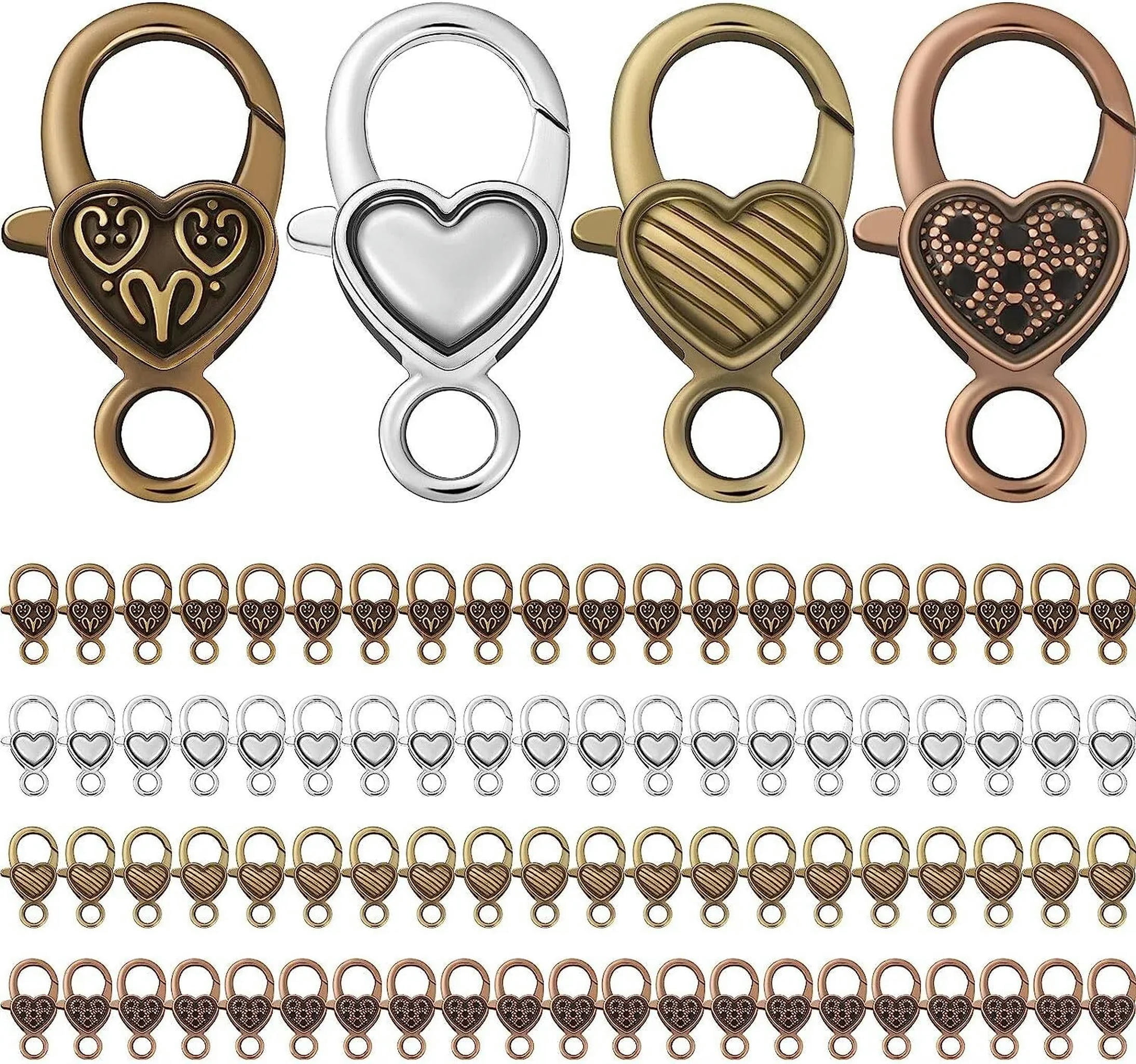 U8MO 80 Large Lobster Clasps Bronze Silver Assorted Lot Findings Jewelry Making 27mm