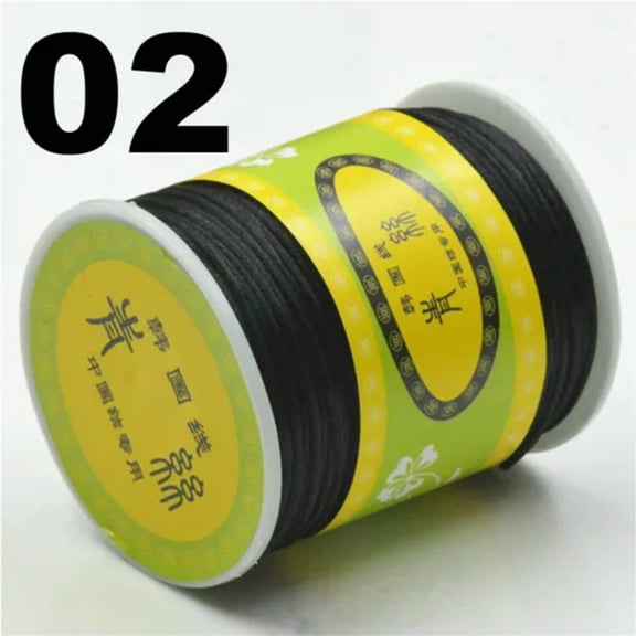U8MO 80 Meter 1.5mm Braided Macrame Satin Silk Cord Chinese Knot Nylon Rattail Thread-2# Black