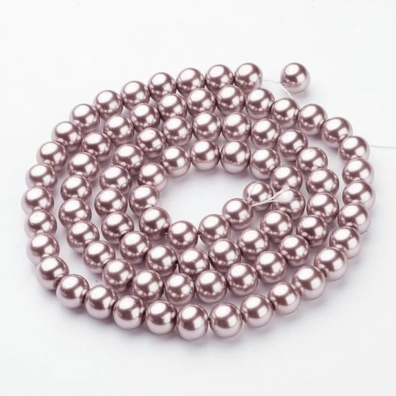 U8MO 85 Light Brown Pearl Glass Beads Round 10mm BULK Large Size 32" Strand Metallic