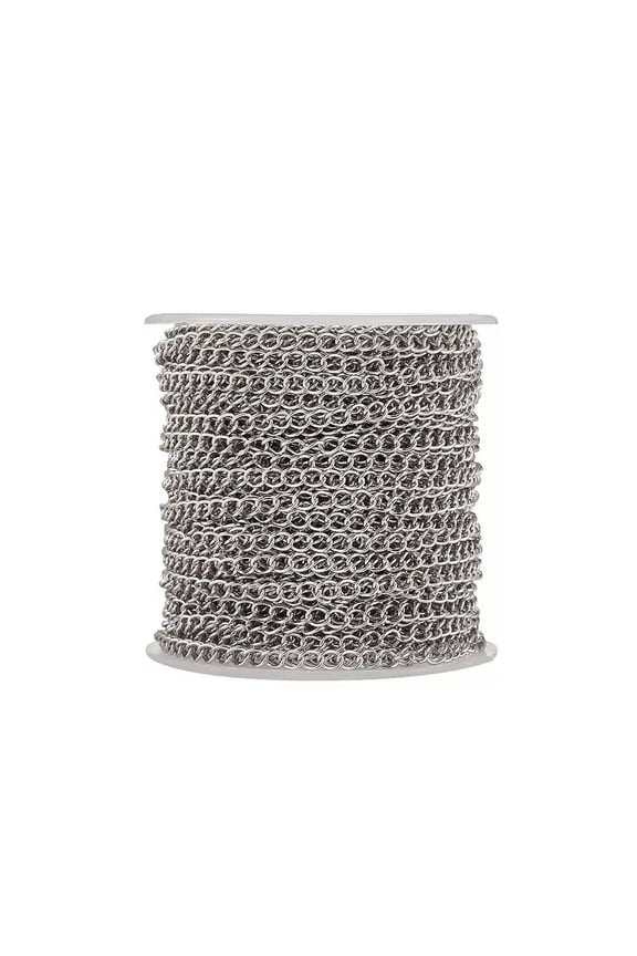 85ft/Roll 304 Stainless Steel Soldered Curb Chains Oval Link Strings 4x3x0.6mm