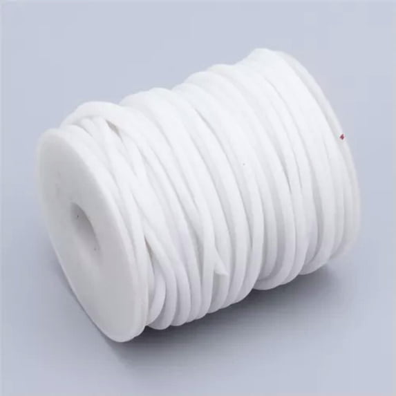 U8MO 85ft/Roll Colorful Hollow PVC Tubular Rubber Cords Jewelry String Thread 3mm-White