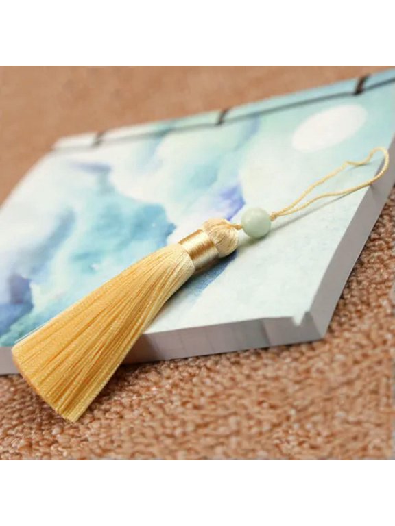 8cm Jade Bead Tassel Trim Craft Jewelry Making DIY Pendant 24 Colors Optional-21# maize-yellow