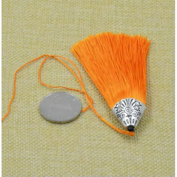 U8MO 8cm Key Chian Pendants Ice Silk Tassel Trim Craft Keyring Jewelry Making DIY-3# Orange