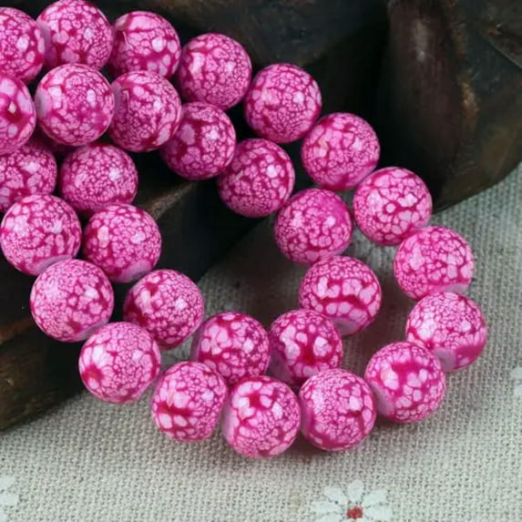 U8MO 8mm 10mm Round Glass Colorful Painted Loose Crafts Beads lot Jewelry Making DIY-2# Rose-10mm (20pcs)