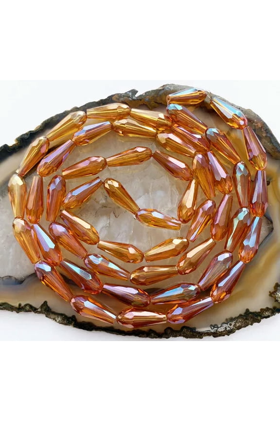 8x16mm Faceted Pretty AB Orange Crystal Quartz necklace Loose Beads 18"