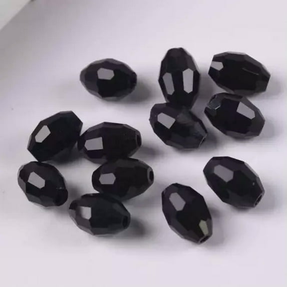 U8MO 8x6mm 10x8mm 13x10mm Rugby Oval Faceted Crystal Glass Loose Beads Wholesale lot-33# Black-13x10mm (10pcs)