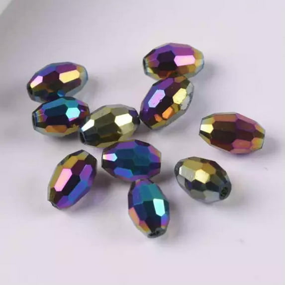 U8MO 8x6mm 10x8mm 13x10mm Rugby Oval Faceted Crystal Glass Loose Beads Wholesale lot-42# Metal Colorized-10x8mm (20pcs)